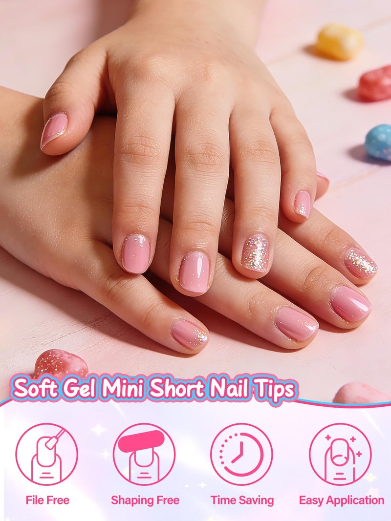 EBANKU 240 Pcs Kid False Nail Tips, Short Kids Clear False Nails Press on Nails for Little Girls Full Cover Children Fake Nails Fingernail Decoration - Image 3